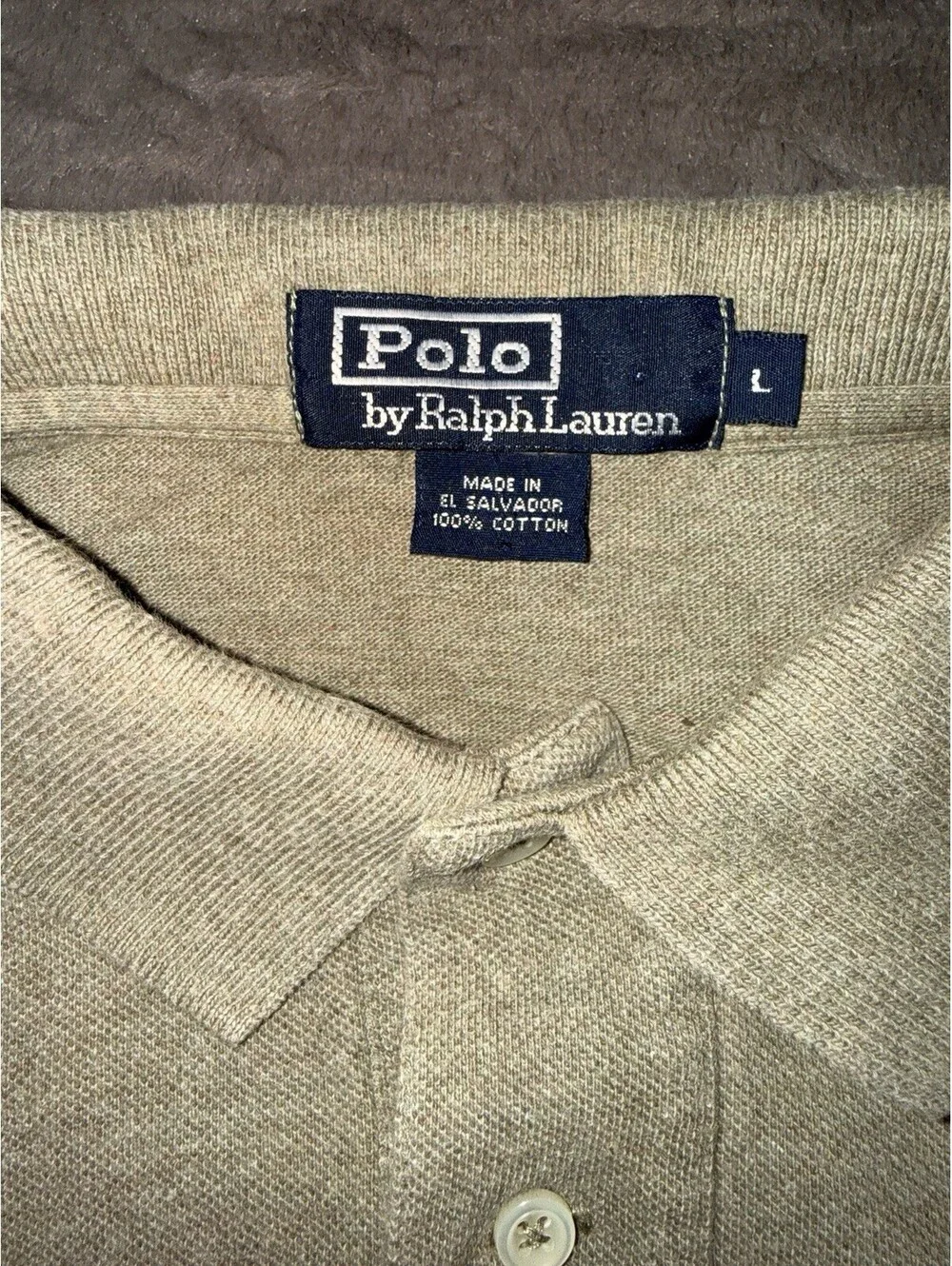 Polo Ralph Lauren Polo Mens Large  Beige Short Sleeve Cotton